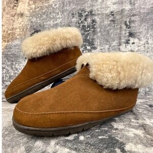 Staheekum Oh Ewe II Bootie Slippers Womens 9 Brown Suede Plush Sheepskin Cuff